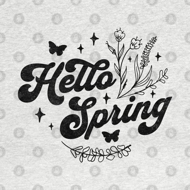 Hello Spring - Spring Flower -  Cute Floral and Butterfly by OrangeMonkeyArt